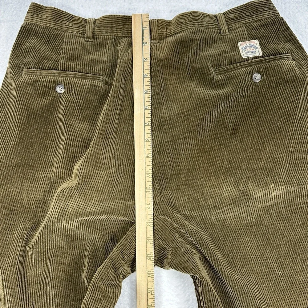 Vintage Polo Ralph Lauren Trousers Mens Cords Corduroy Pants Pleated USA 80s